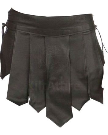 Black Gladiator Leather Mini Kilt