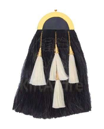 Black Horse Hair Sporran With White Tessel