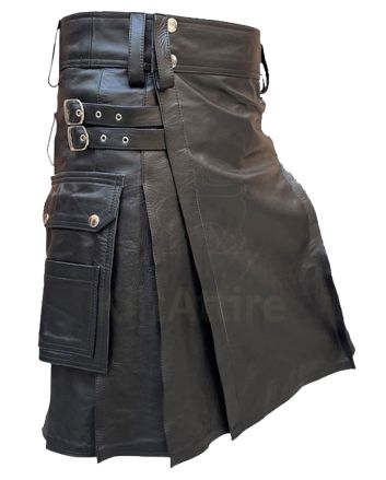 Black Leather Fashion Kilt