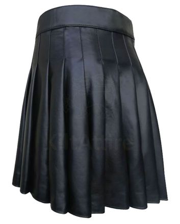 Black Leather Plated Kilt