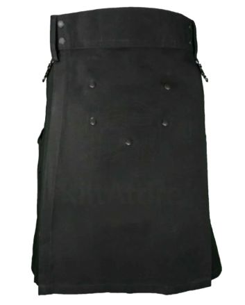 Black Long Womens Utility Kilt