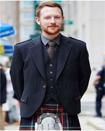 Black Stewart Tartan Argyll Kilt Outfit 