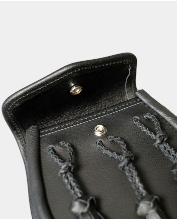 Black Studded Leather Day Sporran With Braided Tassel