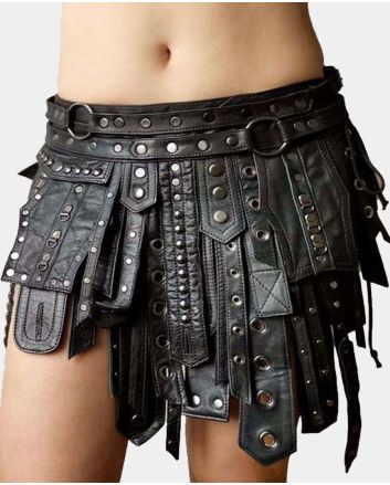 Black Warriors leather Modern Mini Kilt