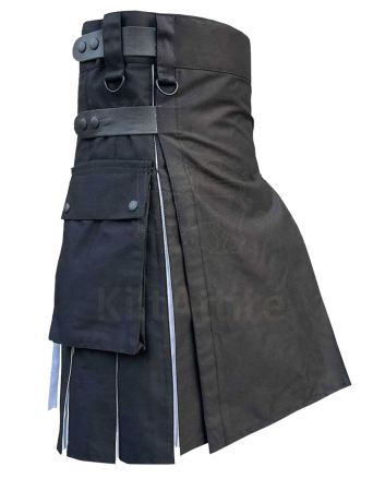 Black & White Simple 2 Side Pocket Utility Kilt