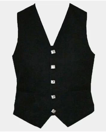 Black Wool Tweed Argyle Jacket and Vest For Men