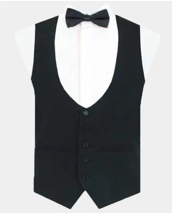 Black Wool Vest With Satin Linning