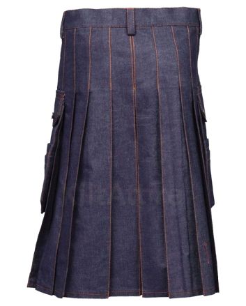 Blue Denim Red Stitched Utility Kilt