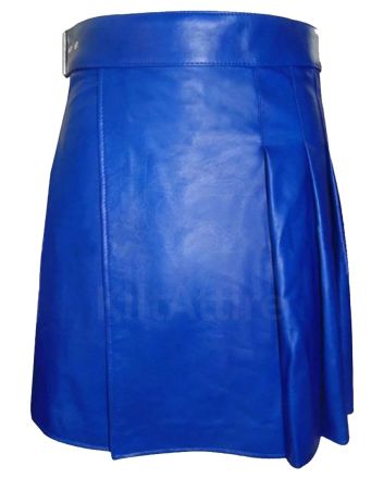 Blue Leather Kilt Mens