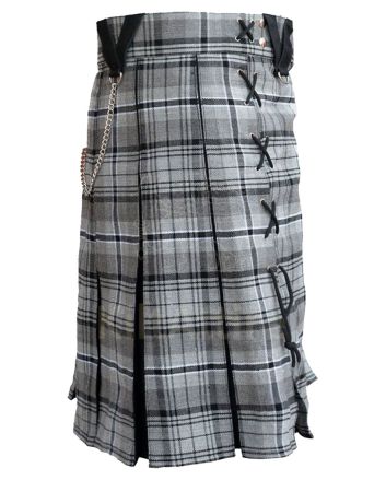 Box Pleated Grey Hamilton Modern Kilt