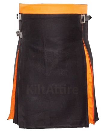 Box Pleated Modern Black And Orange Two Kilt