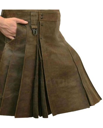 Brown Geniune Leather Kilt