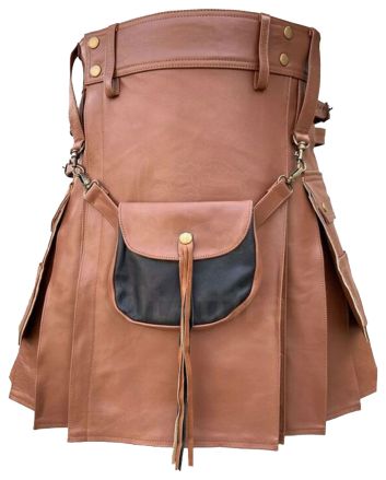 Brown Leather Kilt For Men