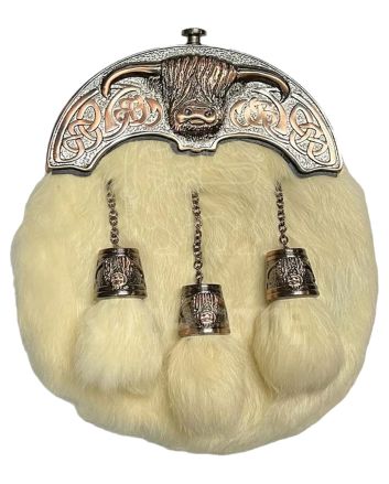 Bull Head Cantle Rabbit Fur Sporran