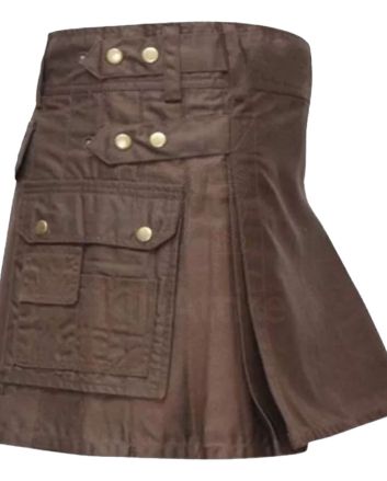 Chocolate Brown Back Pocket Utility Kilt