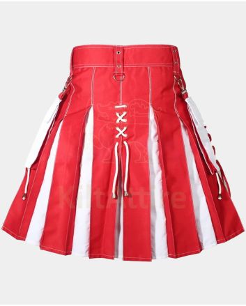 Christmas Men's Red & White Hybrid Fashion Kilt