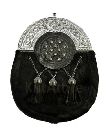 Chrome Plain Celtic Studded Dress Sporran