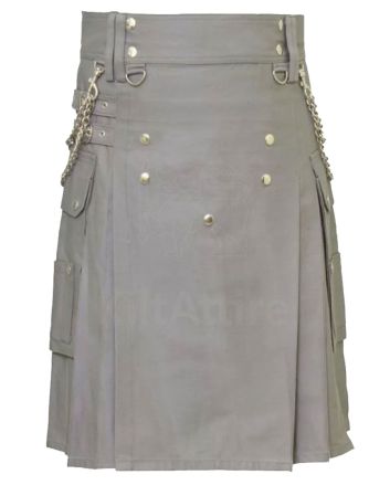 Classic Men Grey Utility Kilt