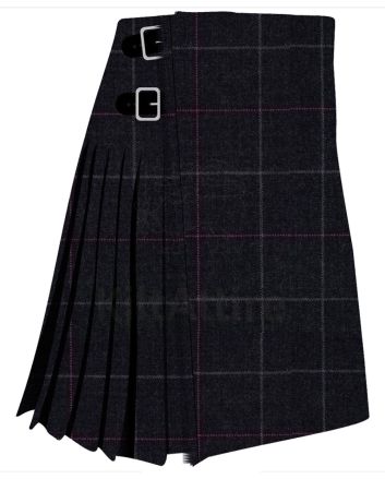Clunie Charcoal Modern Tartan Kilt