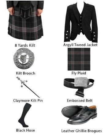 Dark Lochnagar - Charcoal Tweed Argyll Outfit