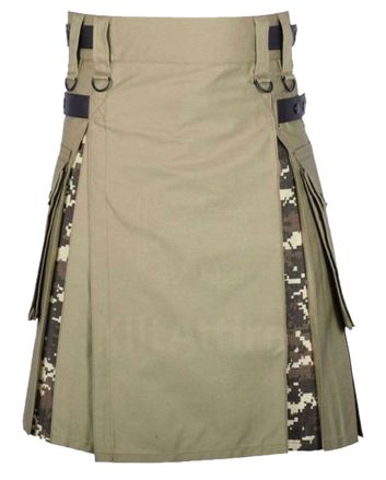 Digital Camo And Khaki High Quality Cotton Hybrid Utility Kilt
