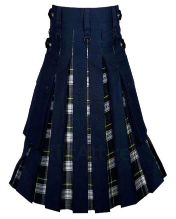 Dress Gordon Tartan And Navy Blue Utility Hybrid Modern Kilt