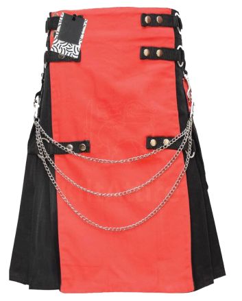 Fashion Black and Red Wedding Utility Kilt