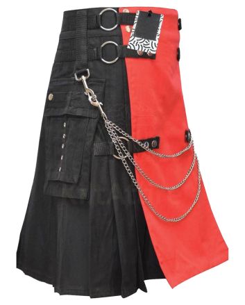 Fashion Black and Red Wedding Utility Kilt