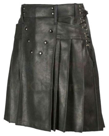 Fashion Leather Pleated Kilt