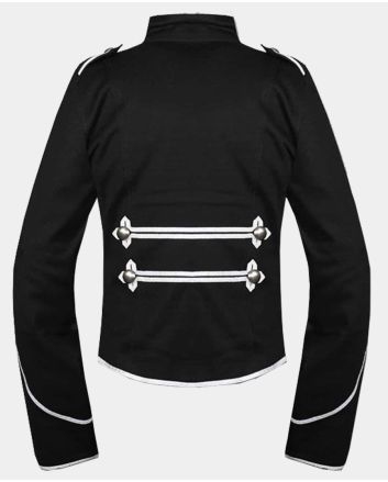 Gothic Black Silver Military Drummer Jacket For Men