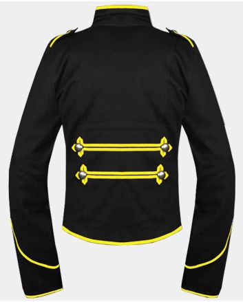 Gothic Black Yellow Military Drummer Jacket For Men
