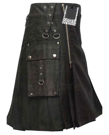 Gothic Fashion Black Utility Kilt