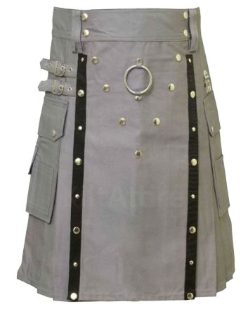 Gothic Style Grey Utility Kilt