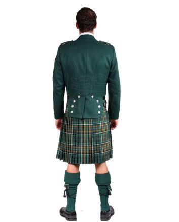 Green Irish Prince Charlie Kilt Jacket with Waistcoat