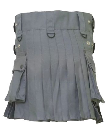 Grey Leather Strap Womens Utility Kilt
