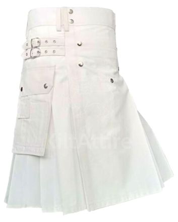 Heavy Cotton Utility White Kilt