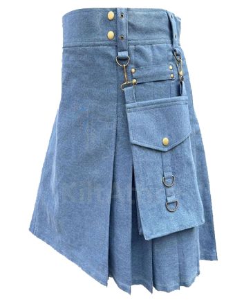 Indigo Denim Kilt For Men