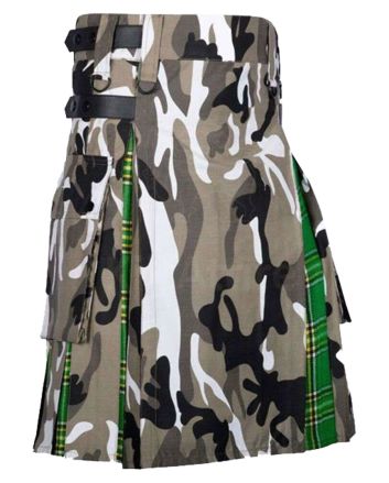 Irish Tartan And Urban Camo Utility Kilt