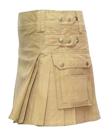 Khaki Cargo Style Utility Kilt