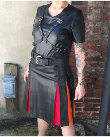 Leather Hybrid Utility Kilt For Women