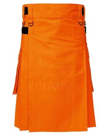 Leather Straps Halloween Orange Utility Kilt