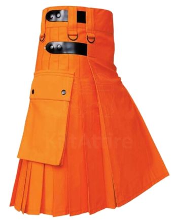 Leather Straps Halloween Orange Utility Kilt