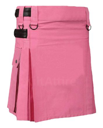 Leather Straps Pink Utility Kilt