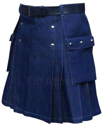 Men Blue Denim Kilt