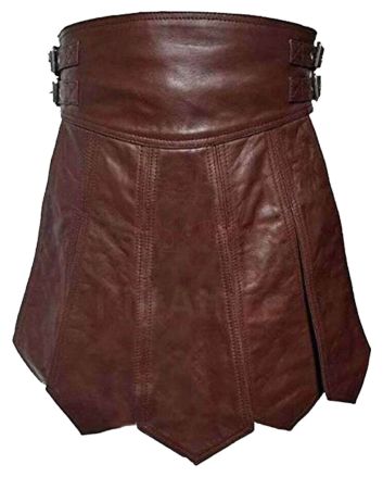 Mens Brown Roman Leather Kilt
