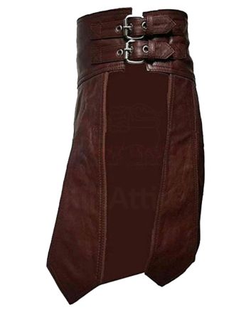 Mens Brown Roman Leather Kilt