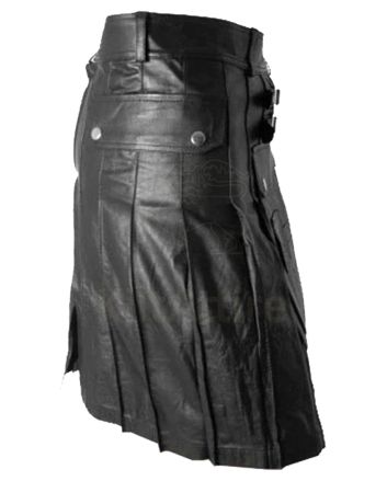 Mens Buckled Style Leather Kilt