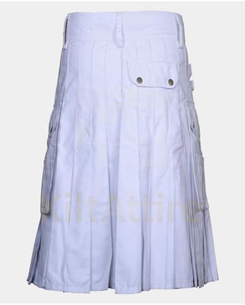 Men's White Santa Gifting Christmas Utility Kilt