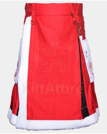 Merry Christmas Red New Year Fur Hybrid Kilt