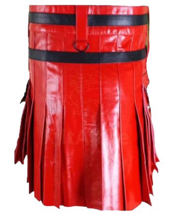 Modern Black And Red Hybrid Leather Kilt